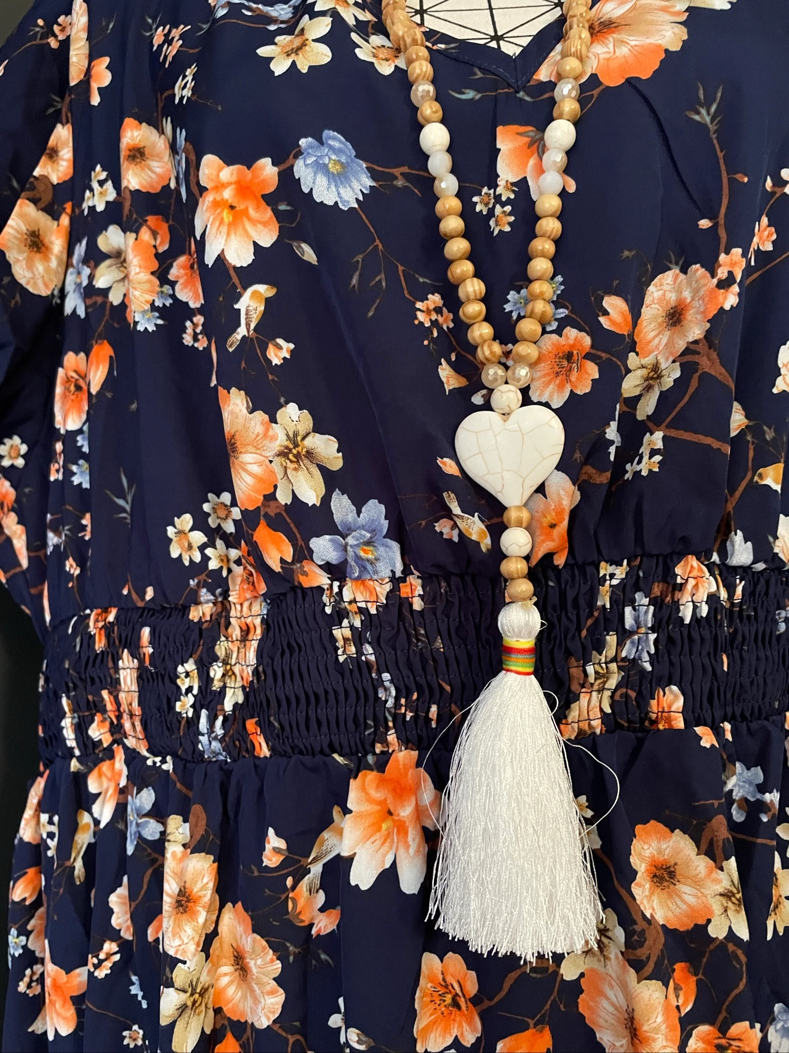💖 lange marineblauwe bloemenjurk grote maat 54 vloeiende bohemien chic romantisch 💖 – photo 4
